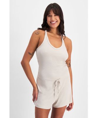 Bonds Women's Sleep Modal Blend Rib Support Tank Top in Stone Throw Size: