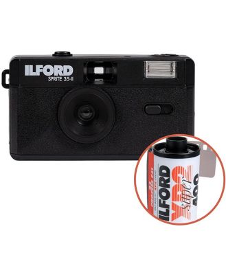 Ilford Sprite 35-II Reusable Camera - Classic Black with Ilford XP2 24 Film