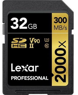 Lexar Professional 2000x SDHC 32GB - 300MB/s V90 UHS-II U3 Memory Card