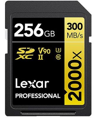Lexar Professional 2000x SDXC 256GB - 300MB/s V90 UHS-II U3 Memory Card