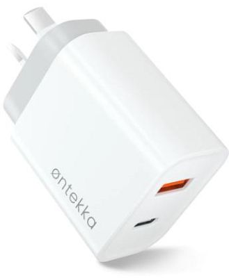Ontekka 20W USB-C&A PD Dual Port Wall Charger - White