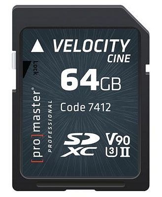 ProMaster SDXC Velocity CINE 64GB - V90 Video Speed Class 2000x 300MB/s UHS-II U3