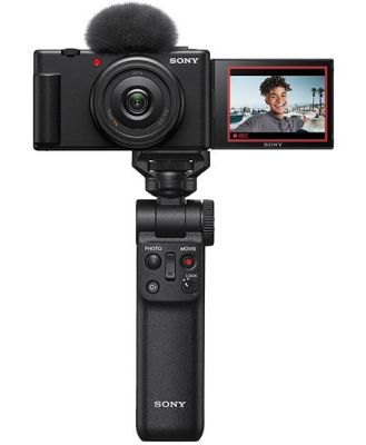 Sony ZV-1F Black Digital Vlog Camera w/Sony GPVPT2BT Bluetooth Shooting Grip-Black