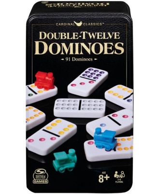 Cardinal Classics Dominoes Double 12 Colour Mexican Train In Tin