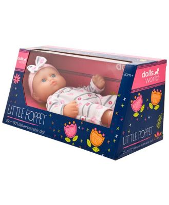 Dolls World Bathable Baby Doll Little Poppet 25cm
