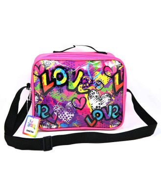 LOVE Utility Bag With Graffiti Glitter Design & Shoulder Strap