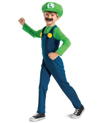 Super Mario Bros Luigi Kids Dress Up Costume 7-8