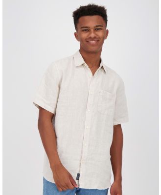 Academy Brand Men's Hampton Linen Short Sleeve Shirt in Natural