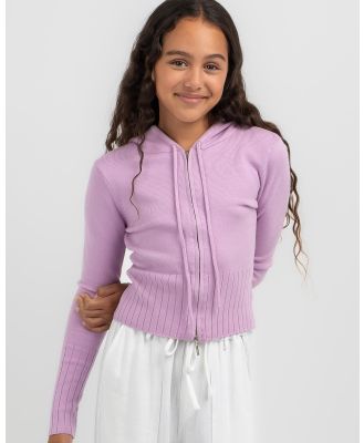 Ava And Ever Girls' Cady Hooded Zip Knit Jumper in Purple