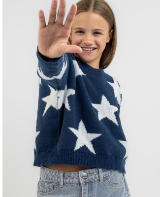 Ava And Ever Girls' Cowboy Crew Neck Knit Jumper in Blue