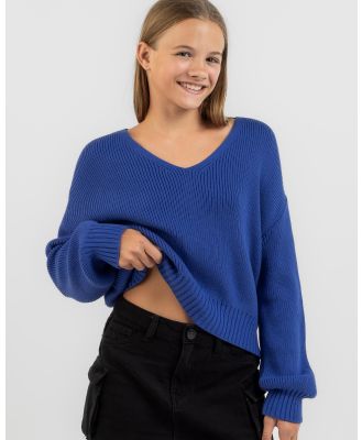 Ava And Ever Girls' Georgia State V Neck Knit Jumper in Blue