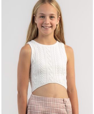 Ava And Ever Girls' Hollie Cable Knit Top in White