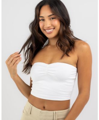 Ava And Ever Women's Basic Ruche Front Sweetheart Tube Top in Cream