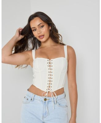 Ava And Ever Women's Dolly Lace Up Top in White