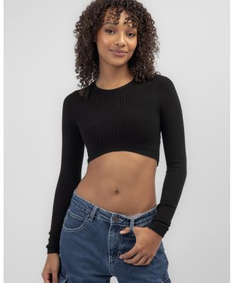 Ava And Ever Women's Hank Long Sleeve Crop Knit Top in Black