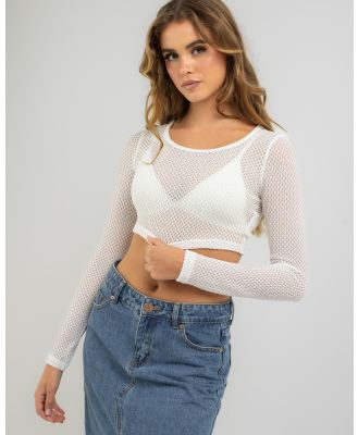 Ava And Ever Women's Jain Scoop Neck Long Sleeve Top in White
