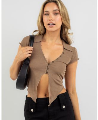 Ava And Ever Women's Marissa Short Sleeve Shirt in Brown