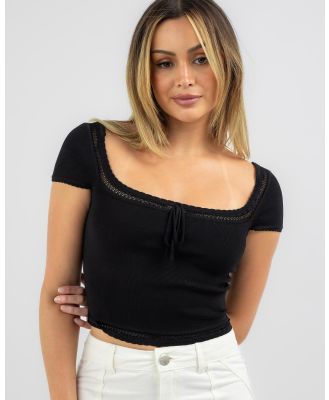 Ava And Ever Women's Mia Short Sleeve Knit Top in Black