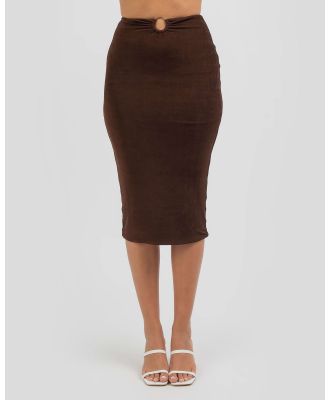 Ava And Ever Women's Omari Midi Skirt in Brown