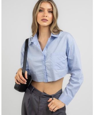 Ava And Ever Women's Out Of Office Cropped Shirt in Blue