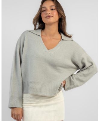 Ava And Ever Women's Yale V Neck Collared Knit Jumper in Grey