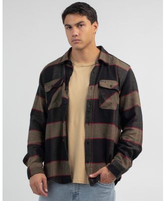 Brixton Men's Bowery Flannel Long Sleeve Shirt in Brown