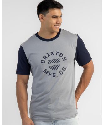 Brixton Men's Shield Crest X T-Shirt in Grey