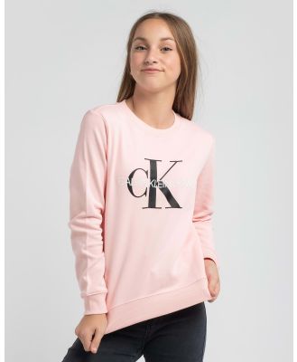 Calvin Klein Girls' Monogram Logo Sweatshirt in Pink