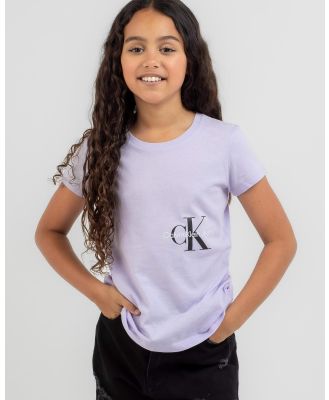 Calvin Klein Girls' Monogram Off Placed T-Shirt in Purple