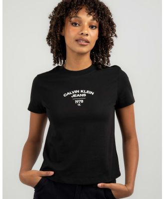 Calvin Klein Jeans Women's Varsity Logo Baby T-Shirt in Black