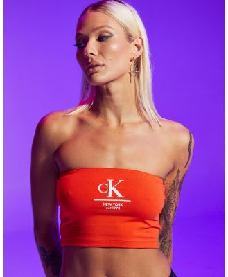 Calvin Klein Women's Ck Label Tube Top in Orange