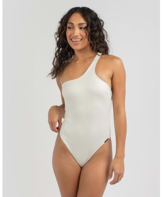 Calvin Klein Women's Core Essentials One Shoulder One Piece Swimsuit in Cream