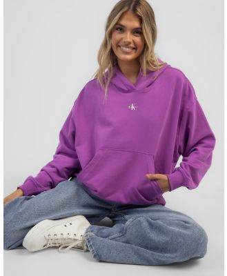 Calvin Klein Women's Micro Monologo Hoodie in Purple