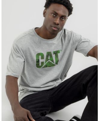 Cat Men's Original Fit Logo T-Shirt in Grey