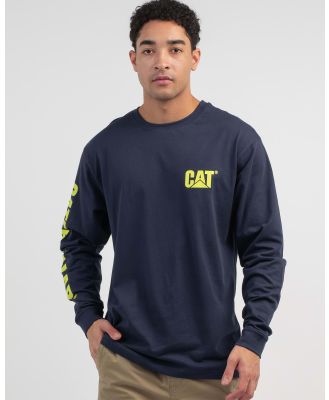 Cat Men's Trademark Banner Long Sleeve T-Shirt in Navy
