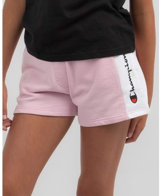 Champion Girls' French Terry Panel Shorts in Pink