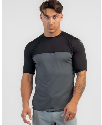 Far King Men's 2 Tone Relaxed Fit Short Sleeve Rash Vest in Black
