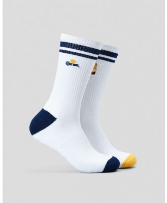 FOOT-IES Men's Corona Micro Embroidery Sneaker Socks 2 Pack in White