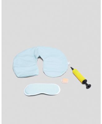 Get It Now Inflatable U Neck Pillow & Eye Mask Organizer Bag in Blue