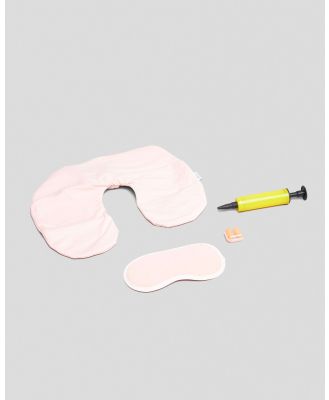 Get It Now Inflatable U Neck Pillow & Eye Mask Organizer Bag in Pink