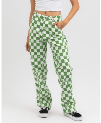 GUESS Women's Originals Checkered Carpenter Pants in Green
