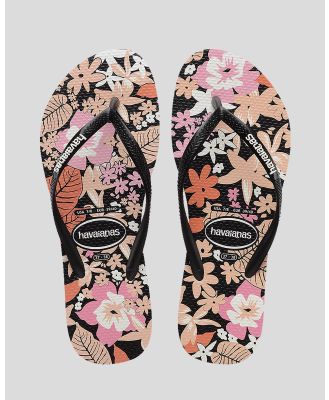 Havaianas Girl's Kids' Slim Ditsy Bloom Thongs Shoes in Black