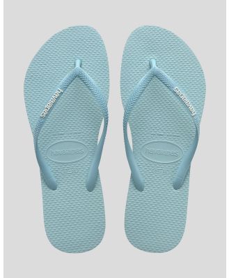 Havaianas Girl's Kids' Slim Rubber Logo Thongs Shoes in Blue