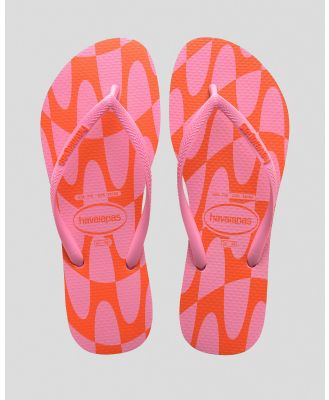 Havaianas Women's Slim Distorted Wave Thongs Shoes in Pink