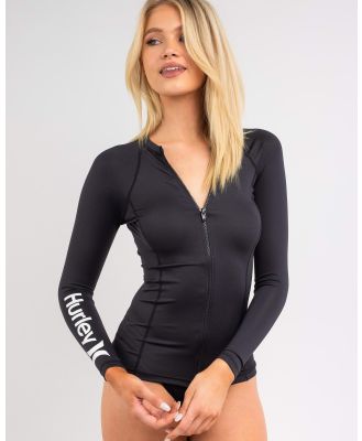 Hurley Women's One And Only Long Sleeve Zip Rash Vest in Black