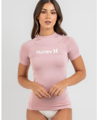Hurley Women's One And Only Short Sleeve Rash Vest in Pink