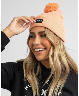 Hurley Women's Pom Patch Beanie Hat in Coral