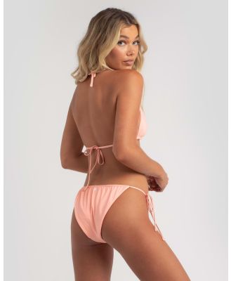 Hurley Women's Solid Slider Tie Cheeky Bikini Bottom in Orange