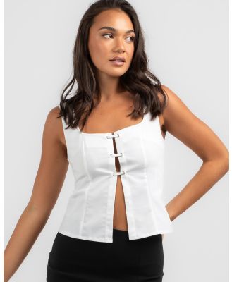 Into Fashions Women's Ingrid Split Front Top in White