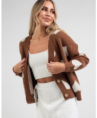 Into Fashions Women's Spread The Love Knit Cardigan in Brown